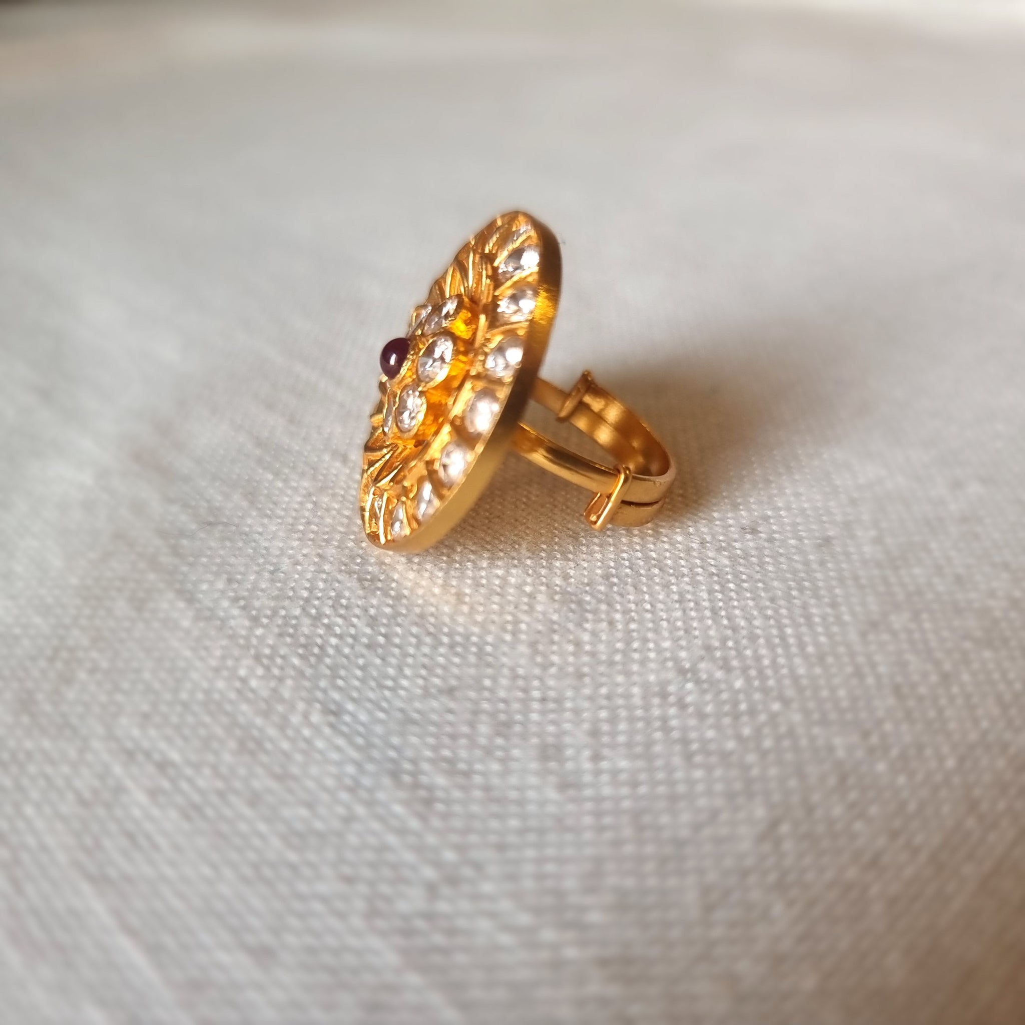 Big Wedding Two Tone Fashion CZ Gold Plated Ring – Karizma Jewels
